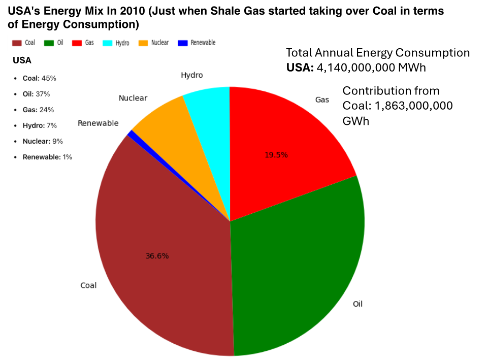 USA's Energy Mix in 2010